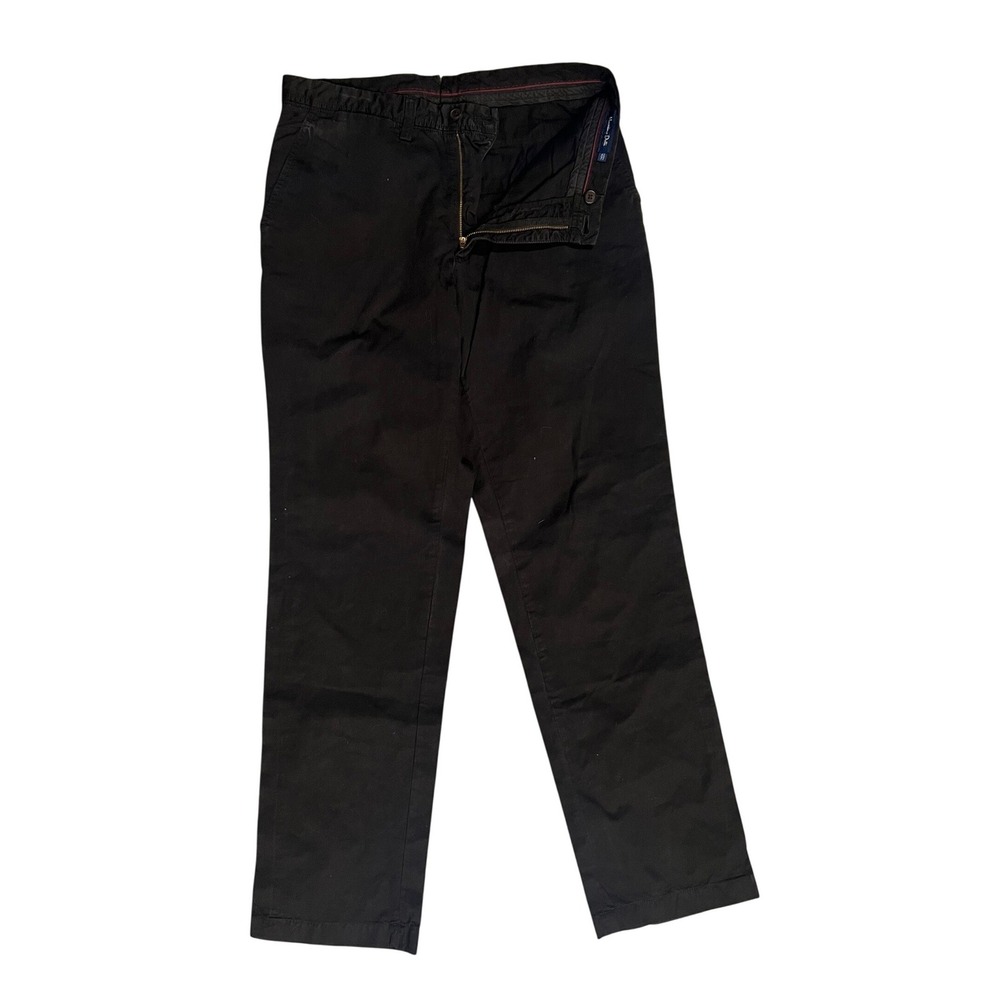 Massimo‎ Dutti Mens Black Chino Pants Size 42 32 Slim Straight Cotton Trousers